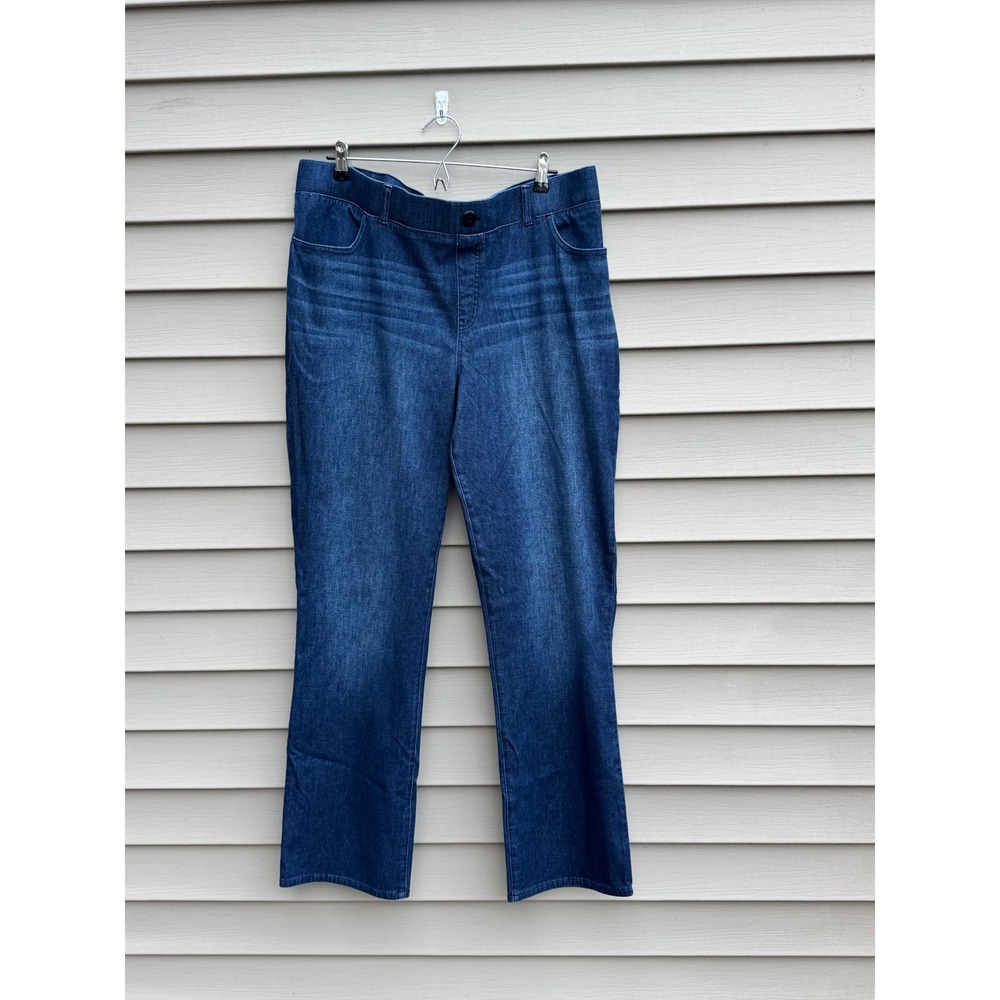 Betabrand 2X Long Dark Wash Bootcut Yoga Denim Jeans Pull On Stretch